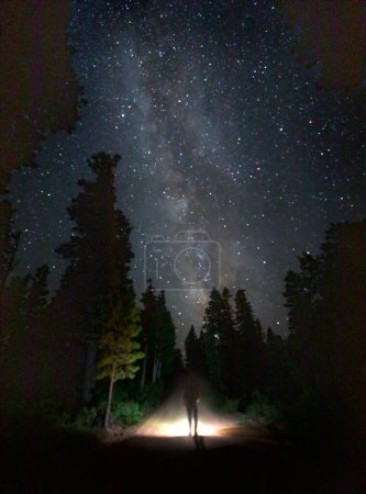 The Milky Way appears before a visitor at the Kaibab National Forest in Northern Arizona