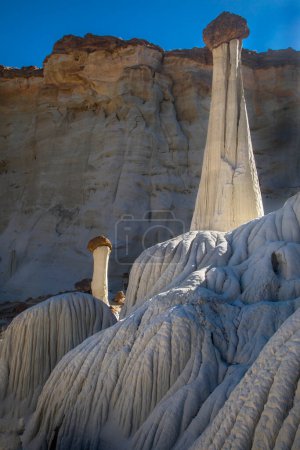 The distinctive sandstone rock formations know as the Wahweap Hoodoos stand out in the Southern Utah landscape.