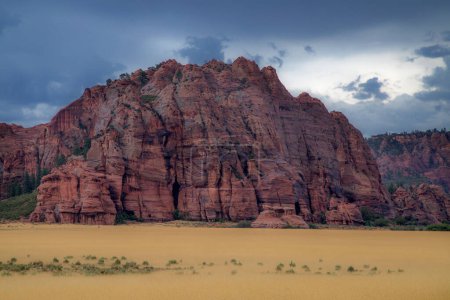 Monsoon clouds pass through Zion National Park at Cave Valley, Utah