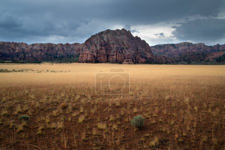 Monsoon clouds pass through Zion National Park  at Cave Valley, Utah