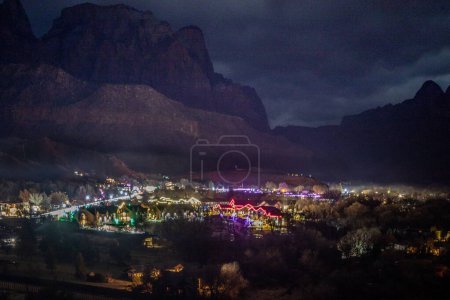 The lights of Springdale, Utah during winter
