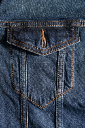 Photo for Close up of Denim Jacket Pocket and Loop - Royalty Free Image