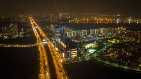 Photo for Aerial night view of Ho Chi Minh skyline. Business and landscape concept. - Royalty Free Image