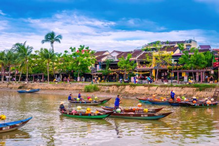 Photo for Hoi An city, Vietnam - 11 August 2022: view of Hoi An ancient town, UNESCO world heritage, at Quang Nam province. Vietnam. Hoi An is one of the most popular destinations in Vietnam - Royalty Free Image