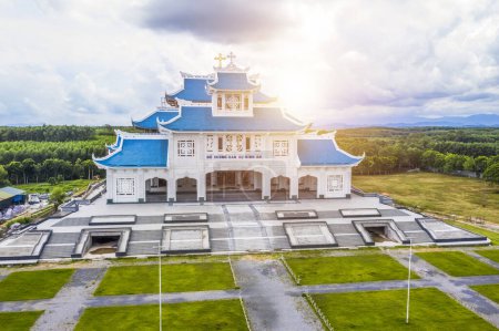 Photo for Aerial view of church at La Vang Holy Sanctuary, It is the site of the Minor Basilica of Our Lady of La Vang, Quang Tri, Vietnam. Travel concept. - Royalty Free Image