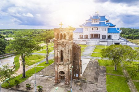 Photo for Aerial view of church at La Vang Holy Sanctuary, It is the site of the Minor Basilica of Our Lady of La Vang, Quang Tri, Vietnam. Travel concept. - Royalty Free Image