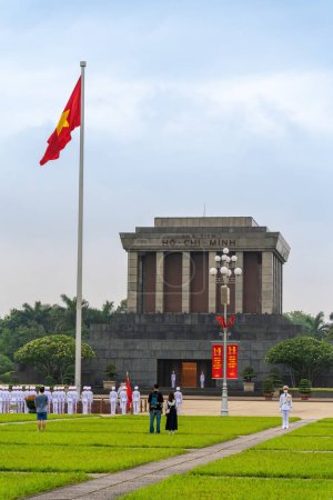 Photo for Hanoi, Vietnam - 08 May 2023: view of Ho Chi Minh Mausoleum in Hanoi, Vietnam in a summer day, Vietnam. Famous destination of Vietnam - Royalty Free Image