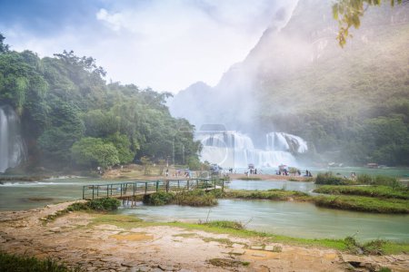 Photo for View of Detian or Ban Gioc waterfall, Cao Bang, Vietnam. Ban Gioc waterfall is one of the top 10 waterfalls in the world. Travel and landscape concept. - Royalty Free Image