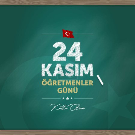 Illustration for 24 kasim ogretmenler gunu vector illustration. (24 November, Turkish Teachers Day celebration card.) - Royalty Free Image