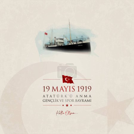 Téléchargez les illustrations : 19 mayis Ataturku anma, genclik ve spor bayrami illustration vectorielle. (19 mai, Commémoration de la carte de célébration Atatürk, Journée de la jeunesse et des sports Turquie
.) - en licence libre de droit