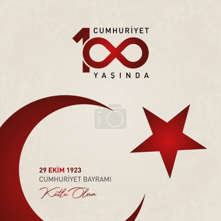 Illustration for 29 ekim cumhuriyet bayrami vector illustration. (29 October, Republic Day Turkey celebration card.) - Royalty Free Image