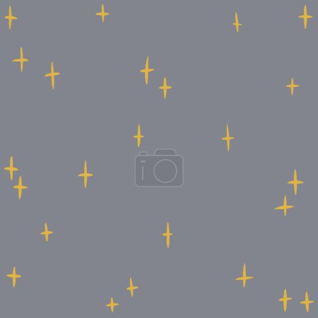 Hand drawn pattern with yellow star constellation on pastel grey night sky background. Astronomy astrology magic magical mystic design, witch witchcraft mystery lunar celestial print, simple