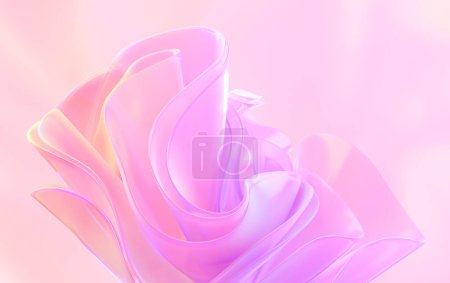 Foto de Belleza romántica luz rosa ondulado abstracto elegante fondo. Curling elementos aireados tela futurista. - Imagen libre de derechos