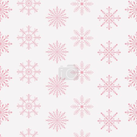 Illustration for Merry Christmas and Happy New Year seamless pattern with various snowflakes. Modern hand draw illustrations. Colorful contemporary art - Royalty Free Image