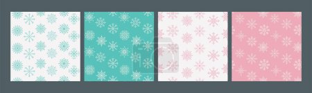 Illustration for Merry Christmas and Happy New Year set of seamless pattern with various snowflakes. Modern hand draw illustrations. Colorful contemporary art - Royalty Free Image
