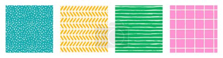 Ilustración de Conjunto de Estética Contemporáneo imprimible patrón sin costuras con abstracto Mínimo elegante línea cepillo trazo formas y línea en colores vibrantes. - Imagen libre de derechos