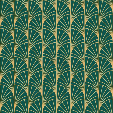Ilustración de Vintage Art Deco Patrón sin costura. Formas geométricas de oro de arte lineal. Ilustración vectorial de ornamentos modernos. Gatsby retro fondo elegante para tela, papel pintado o envoltura - Imagen libre de derechos