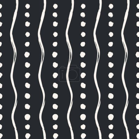 Illustration for Aesthetic Contemporary printable seamless pattern with abstract Minimal elegant line brush stroke shapes and line in nude colors. - Royalty Free Image