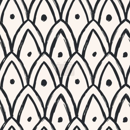 Téléchargez les illustrations : Aesthetic Contemporary printable seamless pattern with abstract Minimal elegant line brush stroke shapes and line in nude colors. - en licence libre de droit
