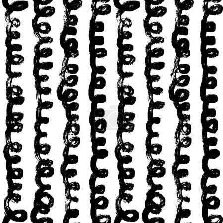 Ilustración de Estética Contemporáneo imprimible patrón sin costuras con línea abstracta, punto, trazo de cepillo de forma en colores blanco y negro. Fondo Boho en estilo minimalista vector Ilustración para papel pintado, tela - Imagen libre de derechos