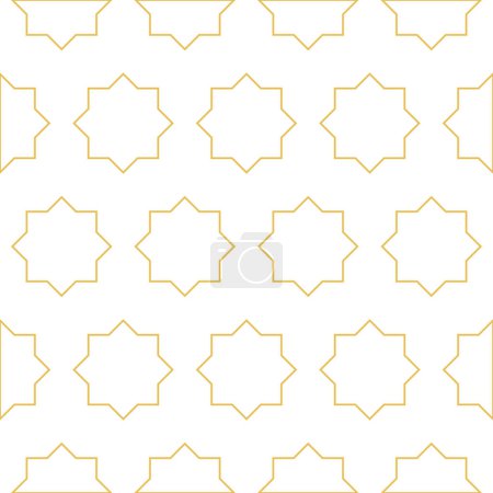 Illustration for Arabic geometric mosaic printable seamless pattern with abstract Moroccan print in blue and orange colors. Ramadan Kareem Traditional Islamic art Illustration background - Royalty Free Image