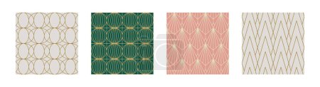 Illustration for Set of Vintage Art Deco Seamless Pattern. Line art geometric gold shapes. Modern ornaments vector illustration. Gatsby retro elegant background for fabric, wallpaper or wrapping - Royalty Free Image