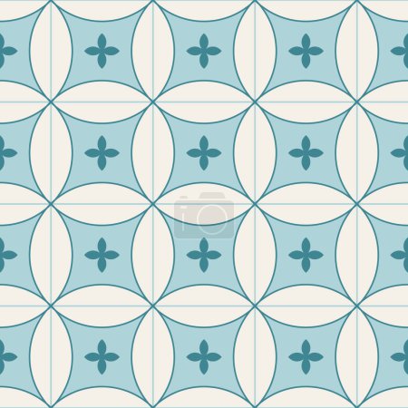 Ilustración de Patrón sin costura imprimible mosaico geométrico árabe con impresión marroquí abstracta en colores azul y naranja. Ramadán Kareem Arte tradicional islámico Fondo de ilustración - Imagen libre de derechos