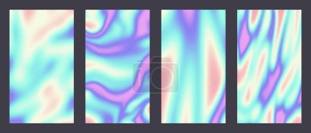 Ilustración de Y2k Holográfico Estético abstracto gradiente pastel arco iris unicornio fondo con neón translúcido patrón borroso. Las historias de redes sociales destacan plantillas de marketing digital para historias - Imagen libre de derechos