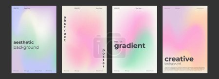 Illustration for Y2k Trendy Aesthetic abstract gradient pink violet poster with translucent blurred pattern. Modern gentle social media poster, stories highlight templates for digital marketing for stories. - Royalty Free Image