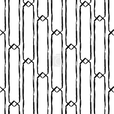 Illustration for Aesthetic Contemporary printable seamless pattern with abstract line, dot, shape brush stroke in black and white colors. Boho background in minimalist style vector Illustration for wallpaper, fabric - Royalty Free Image