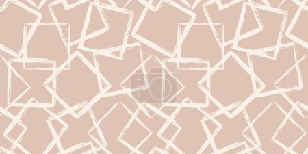 Illustration for Trendy aesthetic abstract seamless pattern with geometric print. Minimalistic Organic brush stroke, ink texture. Simple design for wallpaper, textile, wrapping, packing, fabric, branding, decoration. - Royalty Free Image