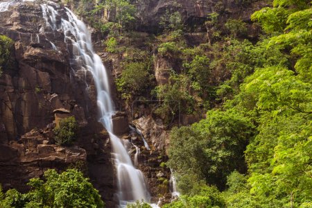 Téléchargez les photos : Chute d'eau lisse et soyeuse de Sita coulant sur des collines rocheuses verdoyantes à Ranchi Jharkhand Inde - en image libre de droit