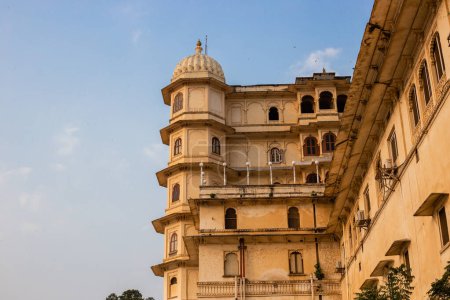 Udaipur, Rajasthan, India - November 3rd 2023: The view of Udaipur city palace on blue sky