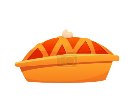 Illustration for Pumpkin Pie Isolated on White. Traditional American Dessert for Thanksgiving Dinner. Cute Vector Illustration in Cartoon Style. Food Icon. - Royalty Free Image