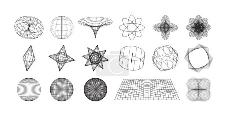 Illustration for Retrofuturism Elements Set. Vector Basic Figures, Graphic Elements of Geometrical Shapes. Universal Trendy Shapes. Vector Illustraton. - Royalty Free Image