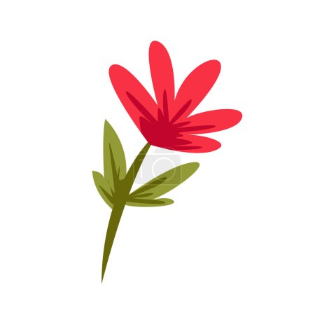 Illustration for Red Flower Isolated. Vector Floral Flat Illustration. - Royalty Free Image