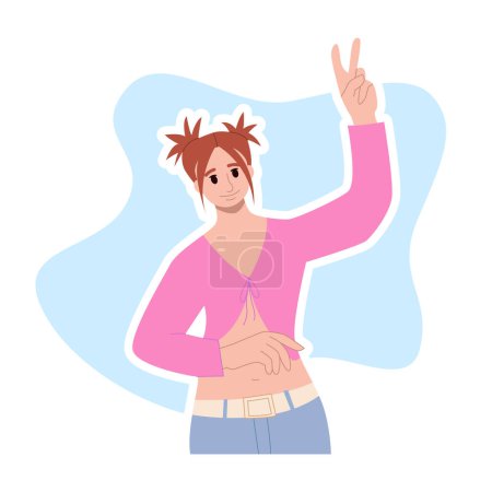 y2k Character. Girl in the Style of the 90s. Teen Fashion. Vector Illustration.