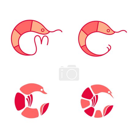 Téléchargez les illustrations : Logo crevettes. En forme de C et de O. De nombreuses options de crevettes différentes. Illustration vectorielle. - en licence libre de droit
