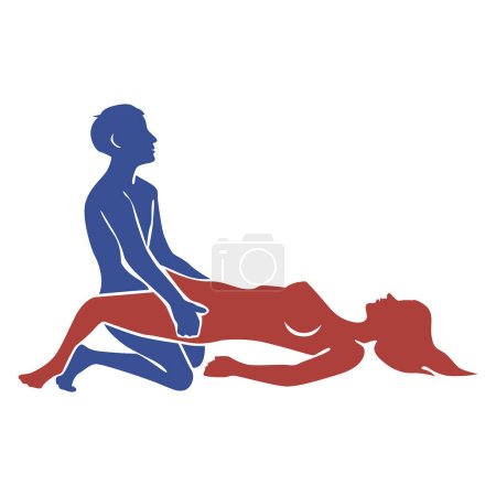 Pose of the Kamasutra. Is the guy on his knees. girl on the back. Vector illustration