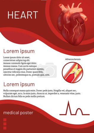 Illustration for Medical brochure with a heart in the top corner. Editable layout for printing. Vector illustration - Royalty Free Image