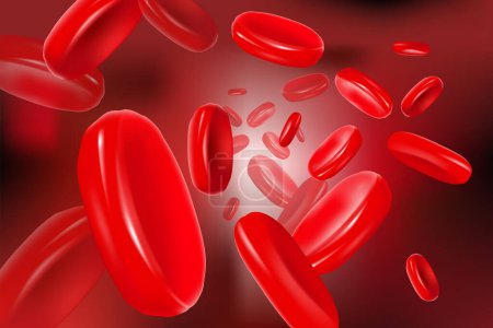 Illustration for Background from the flow of human erythrocytes. Red biconvex blood cells. Vector illustration - Royalty Free Image