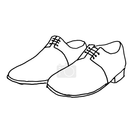 Illustration for Black contour of men's shoes on a white background. Hand drawing. Vector illustration - Royalty Free Image