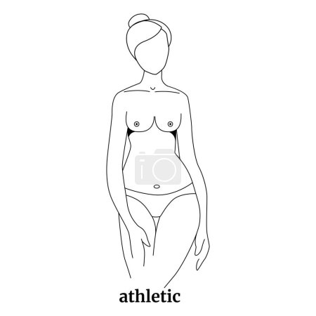 Téléchargez les illustrations : Types de seins féminins. Forme athlétique. Dessin avec des lignes noires simples. Illustration vectorielle - en licence libre de droit