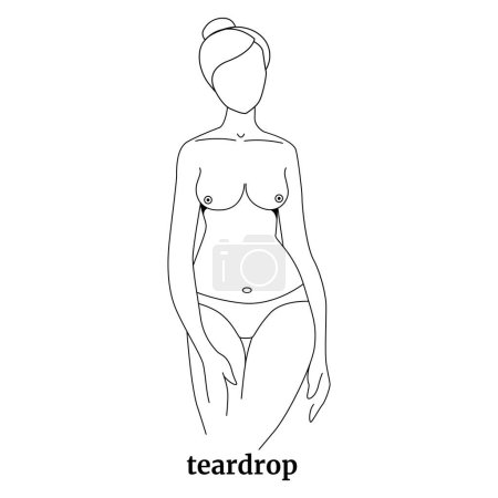 Illustration for Drop-shaped breasts. Outline of a girl with simple black lines. Vector illustration - Royalty Free Image
