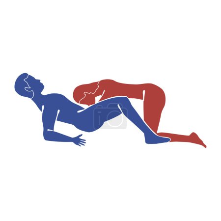 Great concept for decoration. Minimalistic illustration with sex position. A woman gives a blowjob to a man while on her knees.