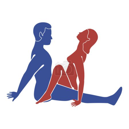 Seated sexy pose, kama sutra. Woman on Top. Flat vector illustration