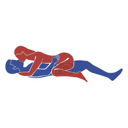 Sex position. Silhouette of a woman and a man. Woman on Top. Vector illustration