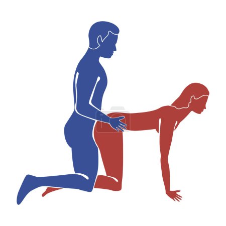 Kamasutra pose. knee-elbow pose, from behind. Vector illustration