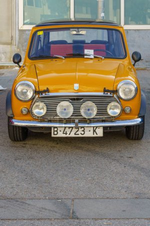 Photo for Barcelona, Spain-November 27, 2022. Mini, an English car manufacturer founded in Oxford by British Leyland in 1969. Currently owned by the German car company BMW since 2000. Austin Mini, Morris Mini. - Royalty Free Image
