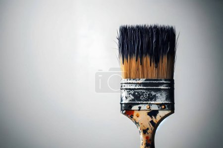 Photo for Aged Paintbrush Against White Background. A well-used paintbrush, showcasing the beauty in wear and tear, perfect for DIY themes - Royalty Free Image